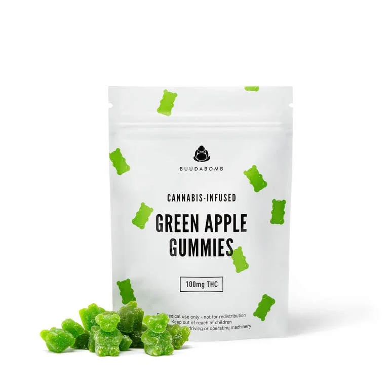 BUUDABOMB GREEN APPLE GUMMIES 100mg - Image 1