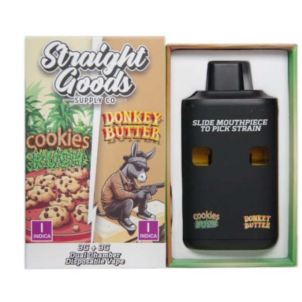 Straight Goods Dual Chamber Vape – Cookies Kush + Donkey Butter (3 Grams + 3 Grams)