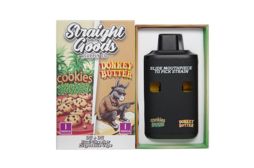 IMG_4427 Straight Goods Dual Chamber Vape – Cookies Kush + Donkey Butter (3 Grams + 3 Grams) - Image 1