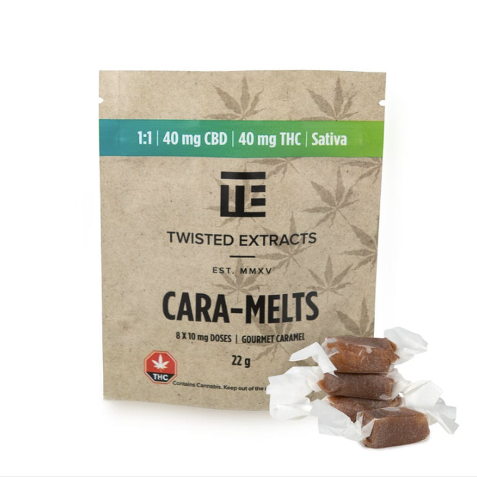 IMG_4558 Twisted Extracts – Cara-Melts 1:1 Sativa/ CBD (40mg THC + 40mg CBD) - Image 1