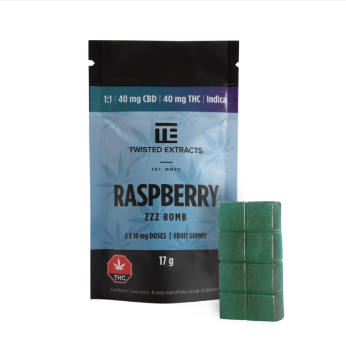 IMG_4559 Twisted Extracts – Blue Raspberry 1:1 Zzz Bomb (40mg THC + 40mg CBD) - Image 1
